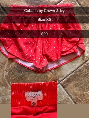 crown & ivy Red Star Print Athletic Shorts